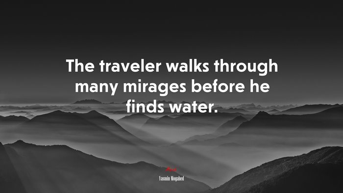 The traveler walks through many mirages before he finds water. | Yasmin Mogahed quote