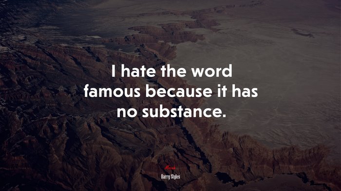 I hate the word famous because it has no substance. | Harry Styles quote