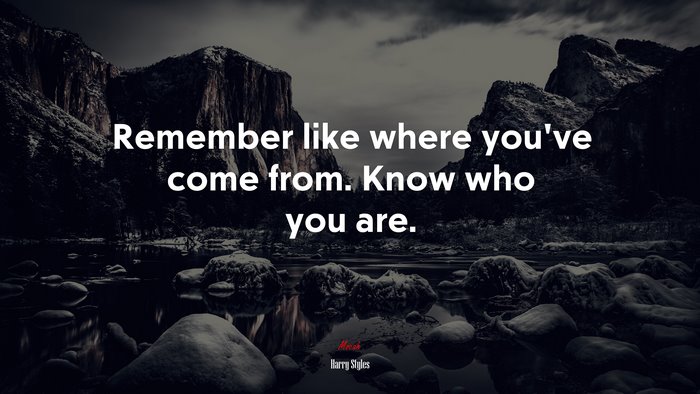 Remember like where you’ve come from. Know who you are. | Harry Styles quote