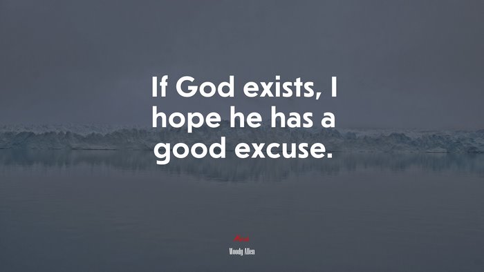 If God exists, I hope he has a good excuse. | Woody Allen quote