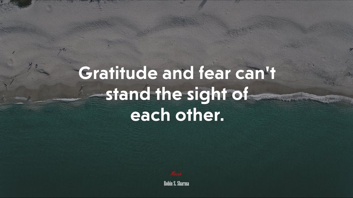 Gratitude and fear can’t stand the sight of each other. | Robin S. Sharma quote