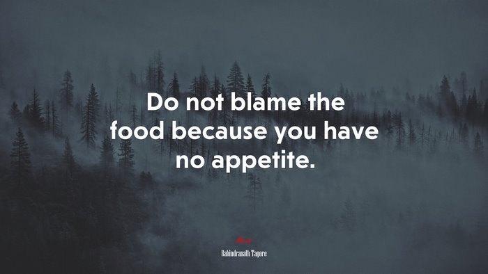 Do not blame the food because you have no appetite. | Rabindranath Tagore quote