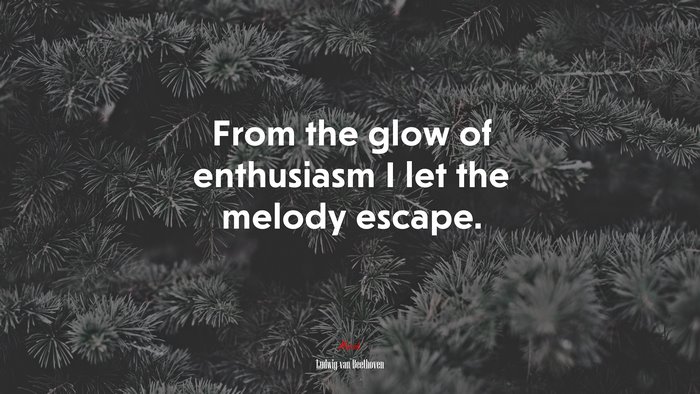 From the glow of enthusiasm I let the melody escape. | Ludwig van Beethoven quote
