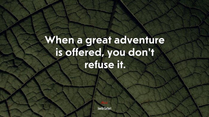 When a great adventure is offered, you don’t refuse it. | Amelia Earhart quote