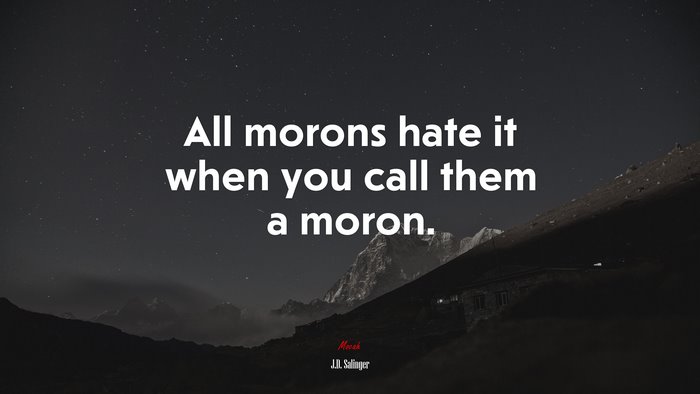 All morons hate it when you call them a moron. | J.D. Salinger quote