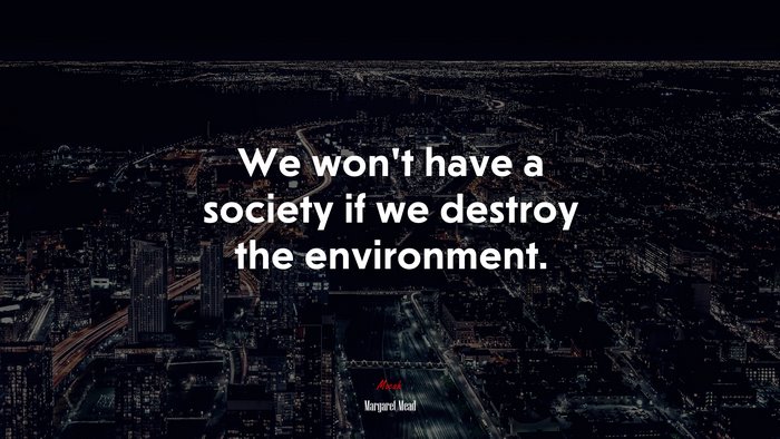 We won’t have a society if we destroy the environment. | Margaret Mead quote