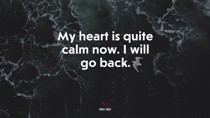 My heart is quite calm now. I will go back. | James Joyce quote