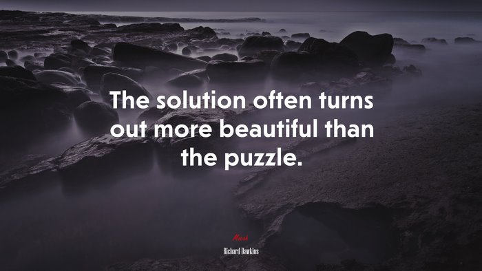 The solution often turns out more beautiful than the puzzle. | Richard Dawkins quote