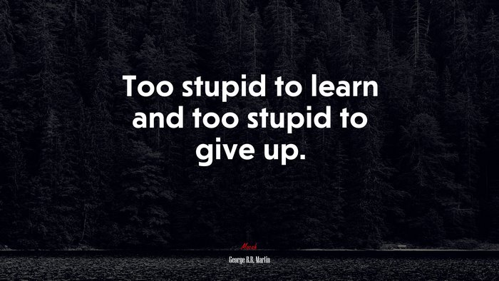 Too stupid to learn and too stupid to give up. | George R.R. Martin quote