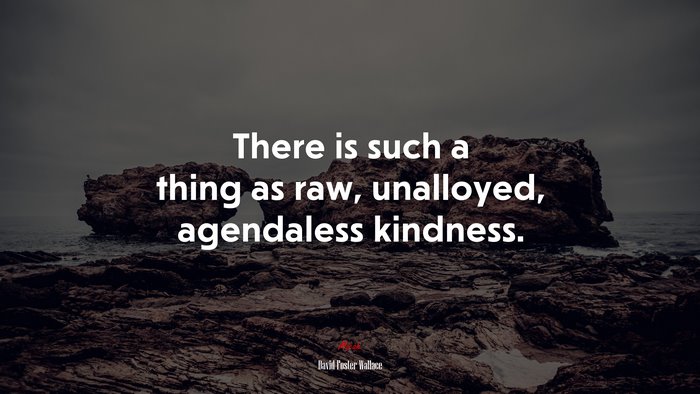 There is such a thing as raw, unalloyed, agendaless kindness. | David Foster Wallace quote