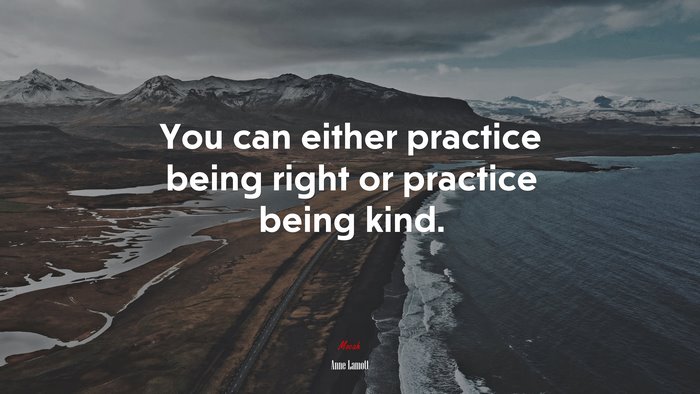 You can either practice being right or practice being kind. | Anne Lamott quote