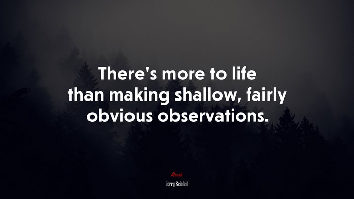 There’s more to life than making shallow, fairly obvious observations. | Jerry Seinfeld quote