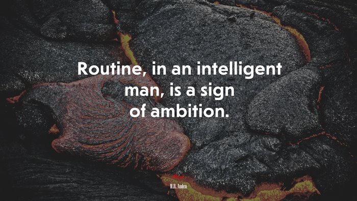 Routine, in an intelligent man, is a sign of ambition. | W.H. Auden quote