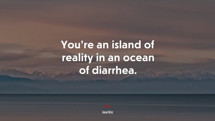You’re an island of reality in an ocean of diarrhea. | Jason Mraz quote
