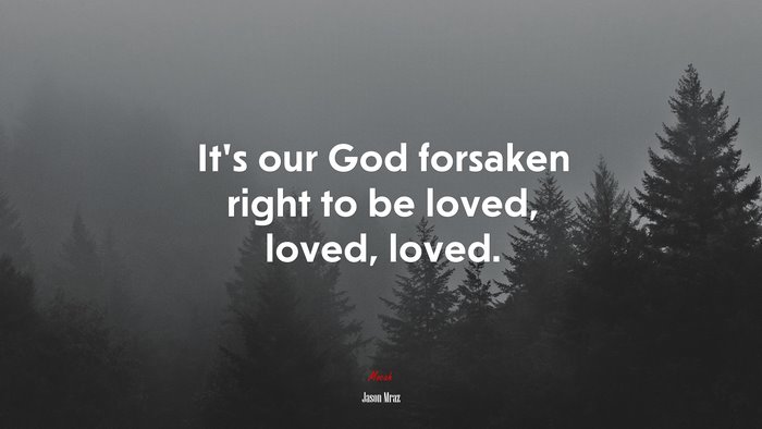 It’s our God forsaken right to be loved, loved, loved. | Jason Mraz quote