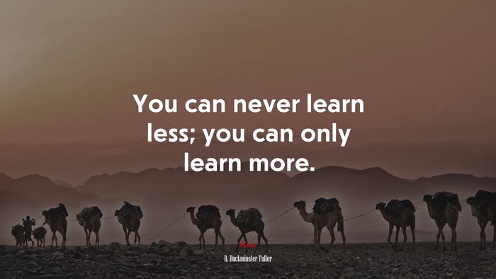You can never learn less; you can only learn more. | R. Buckminster Fuller quote
