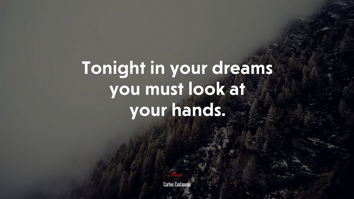 Tonight in your dreams you must look at your hands. | Carlos Castaneda quote