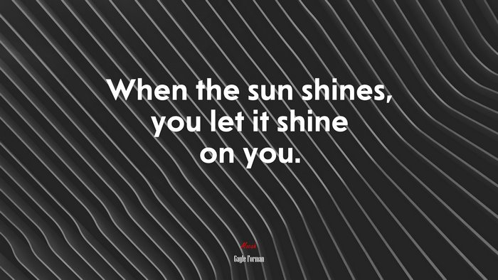 When the sun shines, you let it shine on you. | Gayle Forman quote