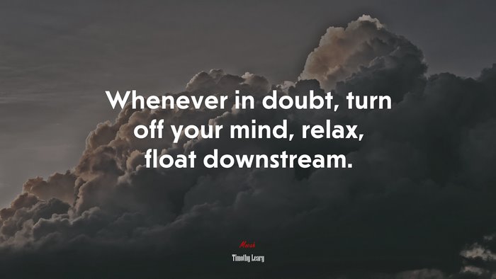 Whenever in doubt, turn off your mind, relax, float downstream. | Timothy Leary quote