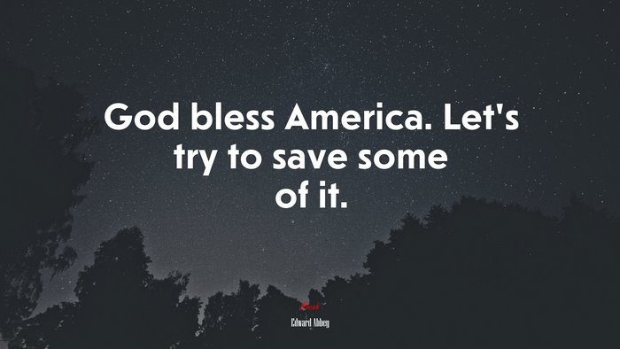 God bless America. Let’s try to save some of it. | Edward Abbey quote