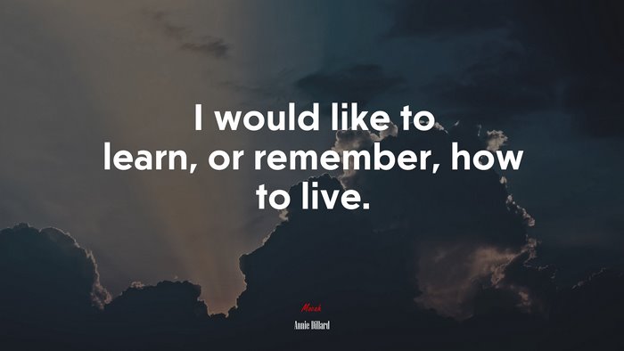 I would like to learn, or remember, how to live. | Annie Dillard quote