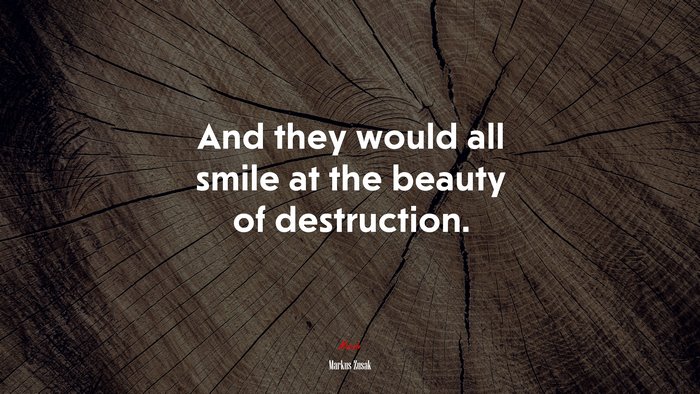 And they would all smile at the beauty of destruction. | Markus Zusak quote