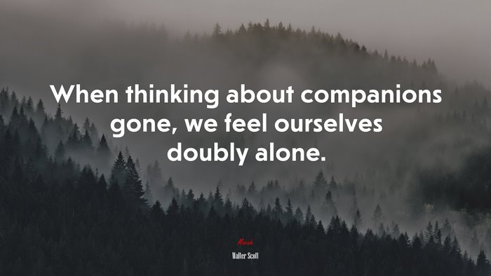 When thinking about companions gone, we feel ourselves doubly alone. | Walter Scott quote