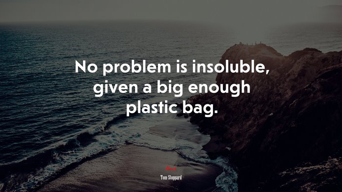 No problem is insoluble, given a big enough plastic bag. | Tom Stoppard quote