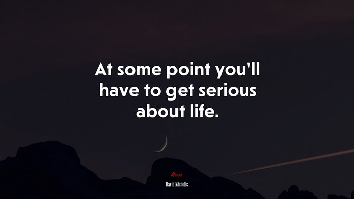 At some point you’ll have to get serious about life. | David Nicholls quote