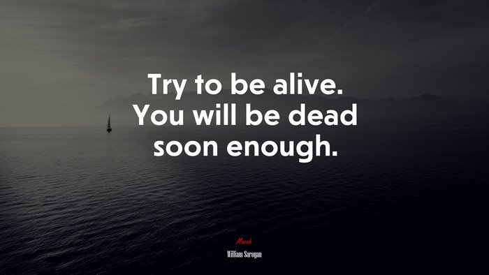 Try to be alive. You will be dead soon enough. | William Saroyan quote