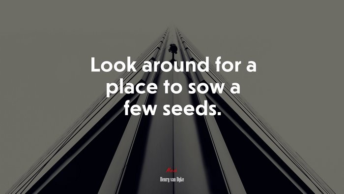 Look around for a place to sow a few seeds. | Henry van Dyke quote