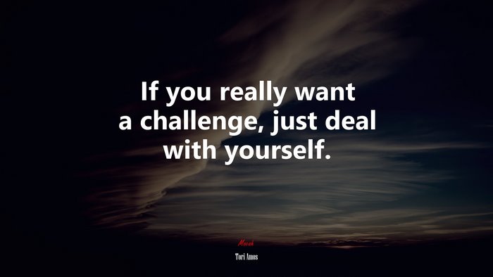 If you really want a challenge, just deal with yourself. | Tori Amos quote