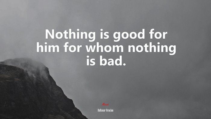 Nothing is good for him for whom nothing is bad. | Baltasar Gracián quote