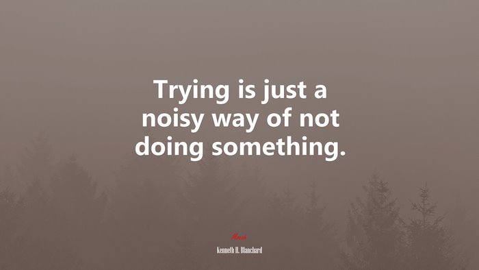 Trying is just a noisy way of not doing something. | Kenneth H. Blanchard quote