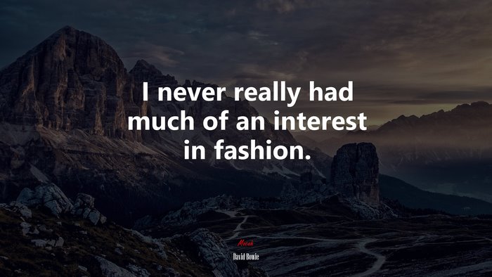 I never really had much of an interest in fashion. | David Bowie quote