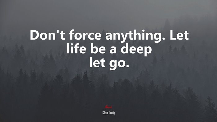 Don’t force anything. Let life be a deep let go. | Eileen Caddy quote