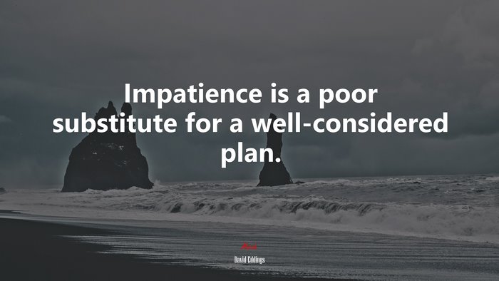 Impatience is a poor substitute for a well-considered plan. | David Eddings quote