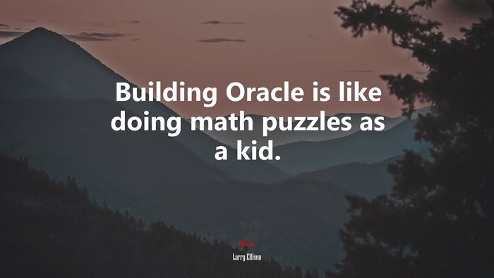 Building Oracle is like doing math puzzles as a kid. | Larry Ellison quote