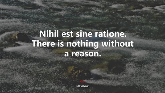 Nihil est sine ratione. There is nothing without a reason. | Gottfried Leibniz quote