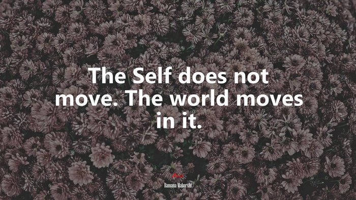 The Self does not move. The world moves in it. | Ramana Maharshi quote