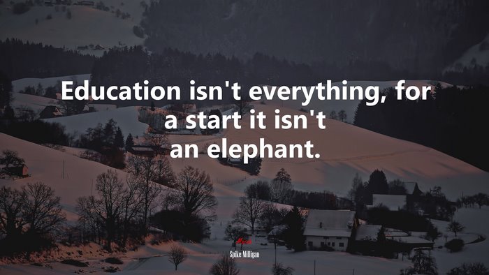 Education isn’t everything, for a start it isn’t an elephant. | Spike Milligan quote