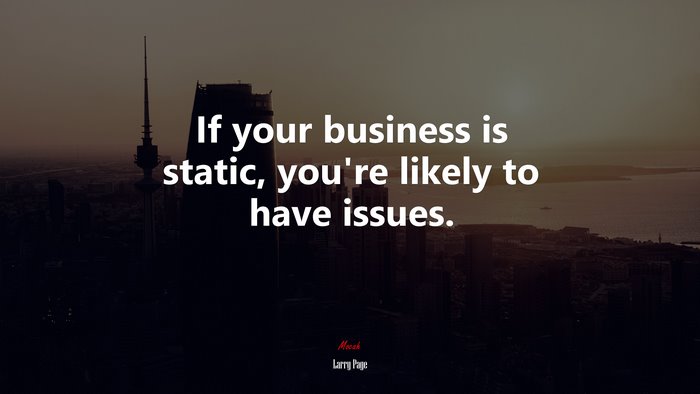 If your business is static, you’re likely to have issues. | Larry Page quote