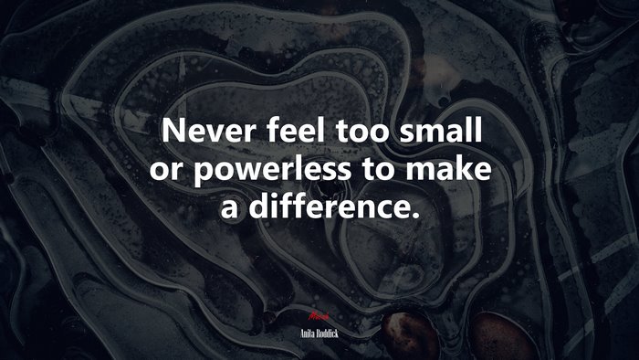 Never feel too small or powerless to make a difference. | Anita Roddick quote