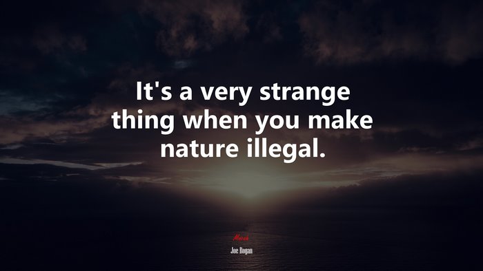 It’s a very strange thing when you make nature illegal. | Joe Rogan quote