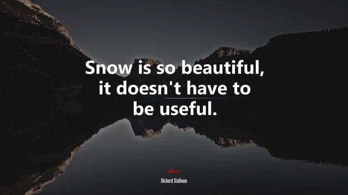 Snow is so beautiful, it doesn’t have to be useful. | Richard Stallman quote