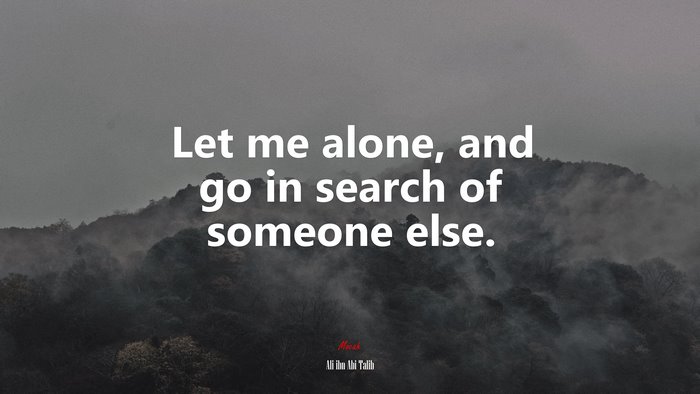Let me alone, and go in search of someone else. | Ali ibn Abi Talib quote