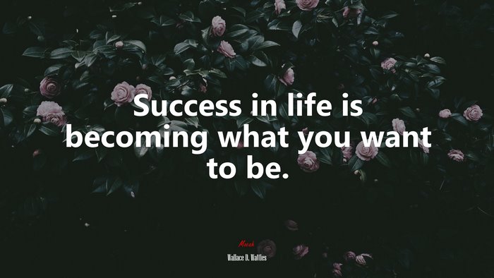 Success in life is becoming what you want to be. | Wallace D. Wattles quote