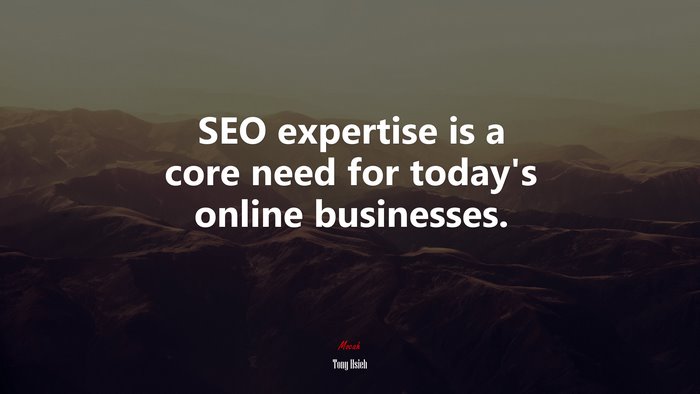 SEO expertise is a core need for today’s online businesses. | Tony Hsieh quote