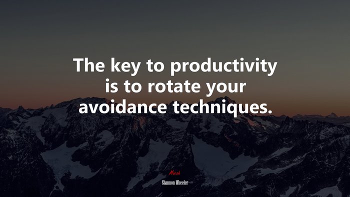 The key to productivity is to rotate your avoidance techniques. | Shannon Wheeler quote
