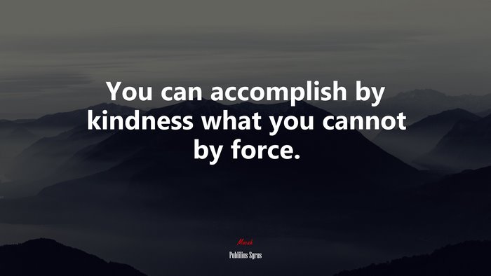 You can accomplish by kindness what you cannot by force. | Publilius Syrus quote